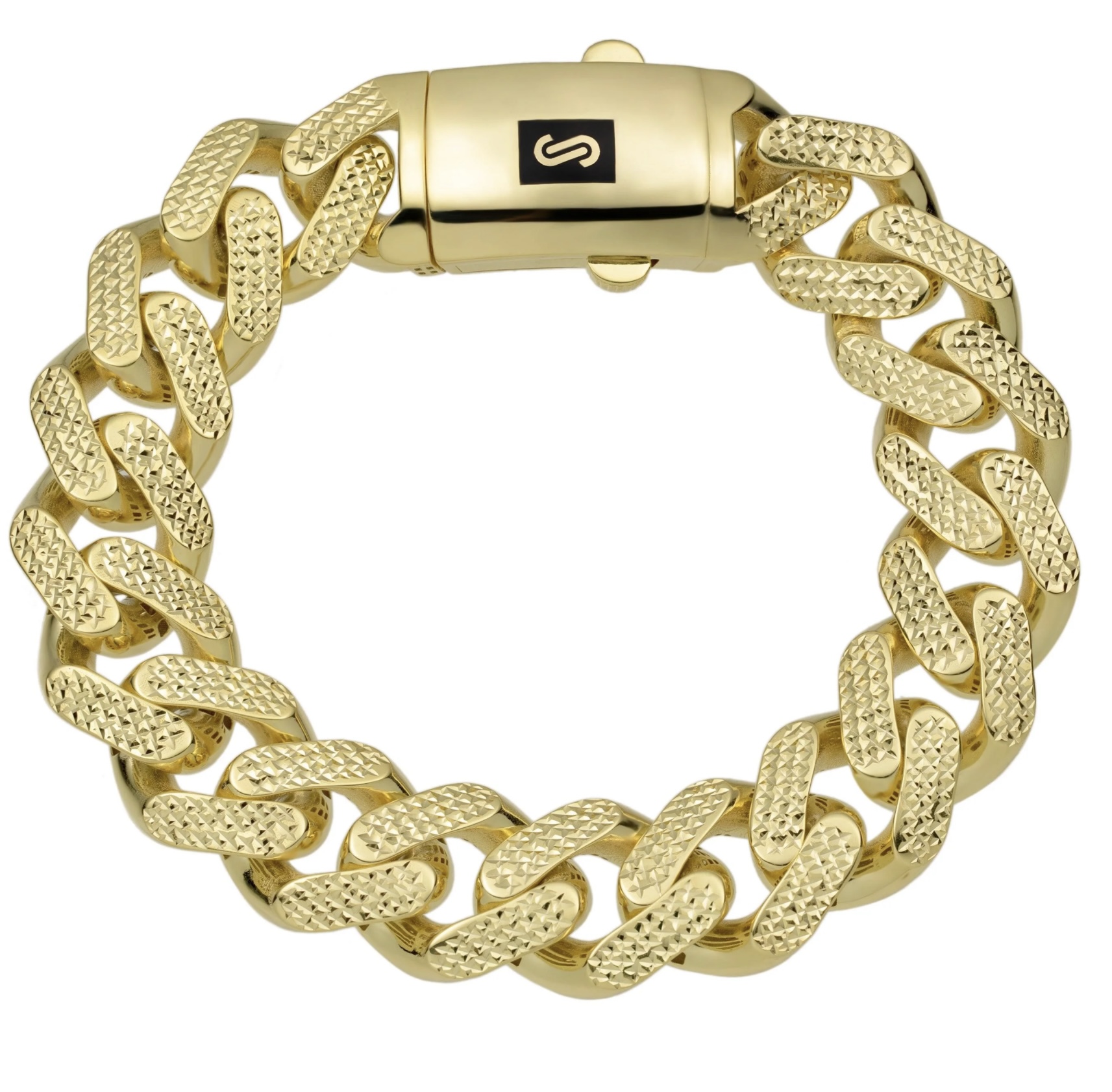 10K YELLOW DIAMOND CUT MONACO BRACELET